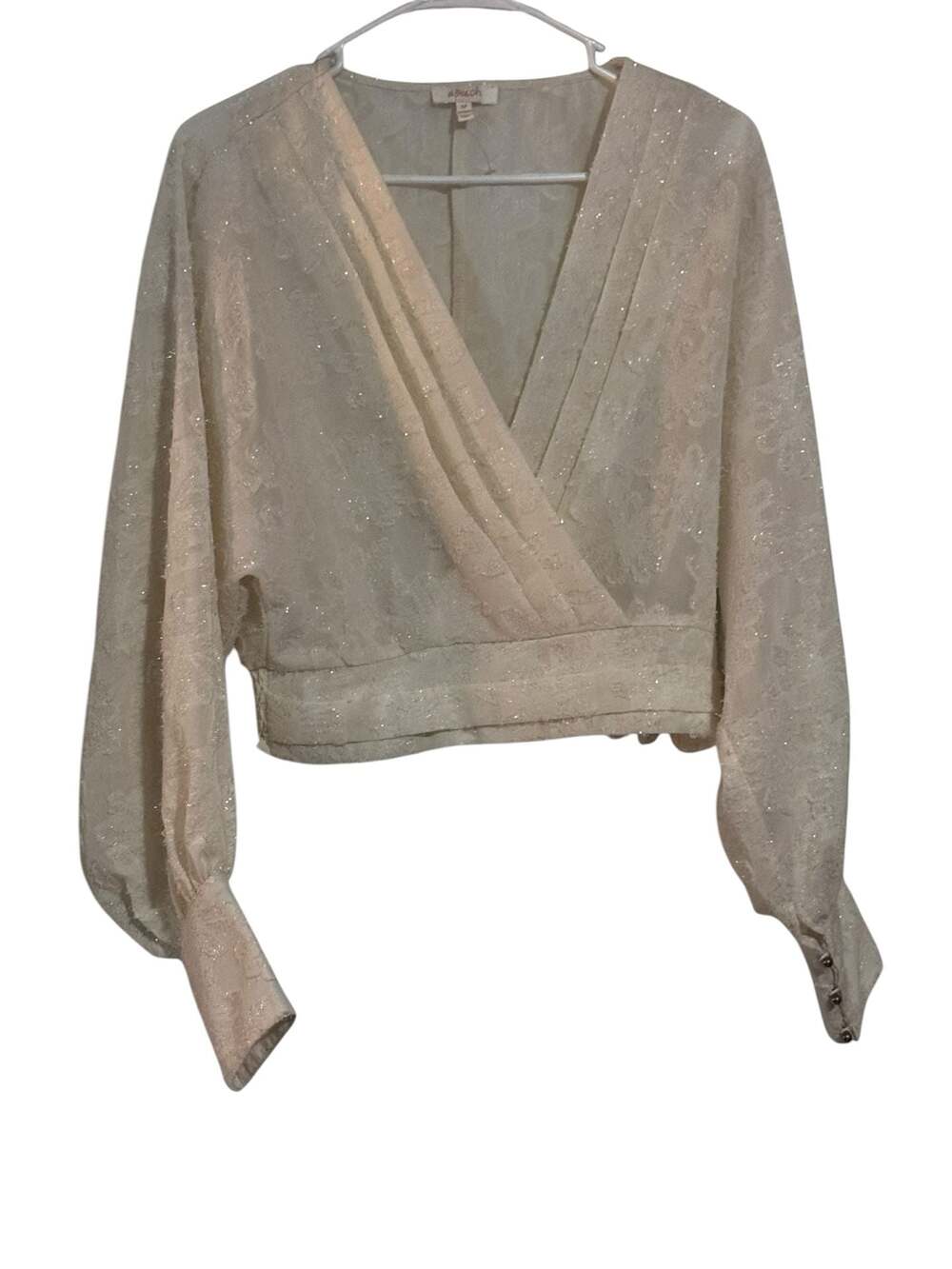 A.Peach Metallic Glitter Surplice Wrap Crop Top Size M